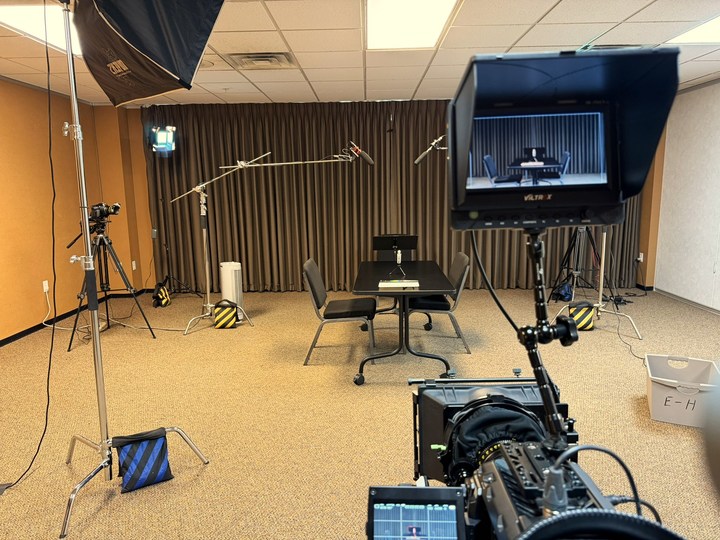 Camera monitor showing the table-read recording composition