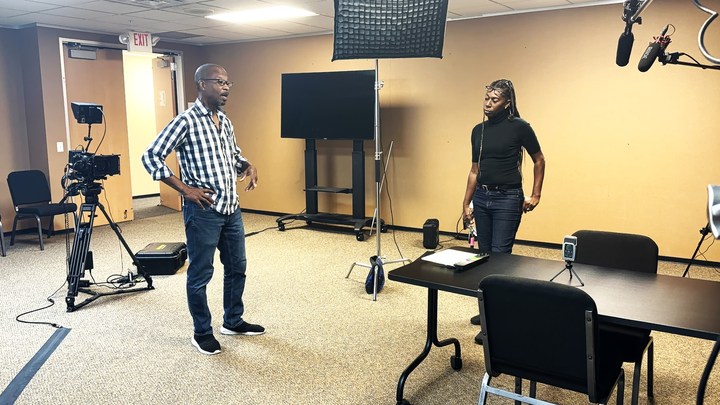 Participants preparing a filmed rehearsal at Canis Lupus
